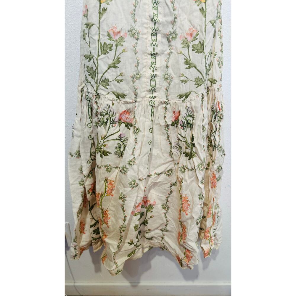 AGUA BY AGUA BENDITA Alma Nispero Oasis Floral Cream Pink Garden Midi Dress sz S - Picture 7 of 14